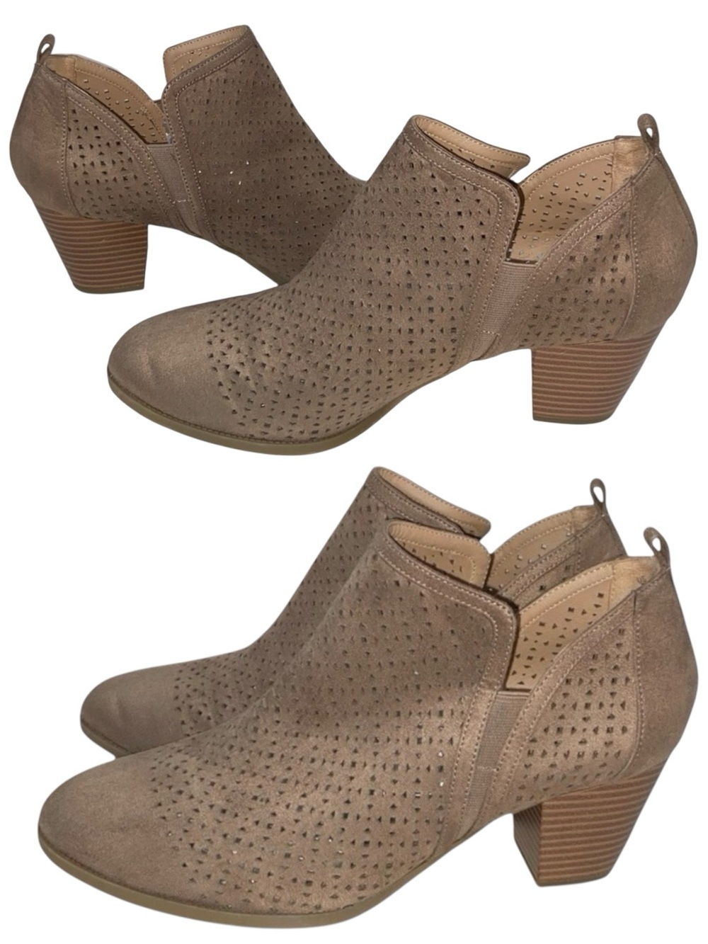 Life Stride Velocity Jillian Tan/Brown Cutout Booties Boots - Women’s 11W